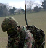 soldier with communications pack